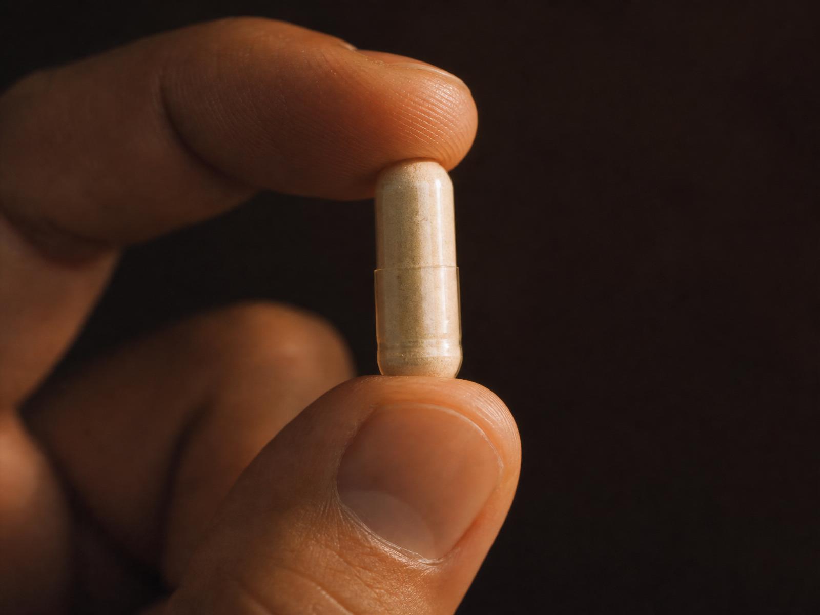 Magnesium crystal inside a translucent capsule